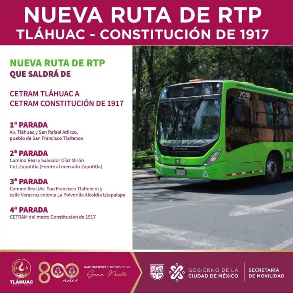 Ya funciona nueva ruta del RTP de Tláhuac al Metro Constitución de 1917 –  Revista Nosotros